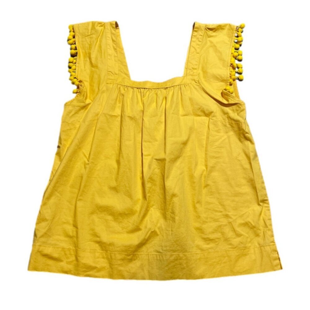 J. Crew Yellow Pom-Pom Sleeve Tank Top
